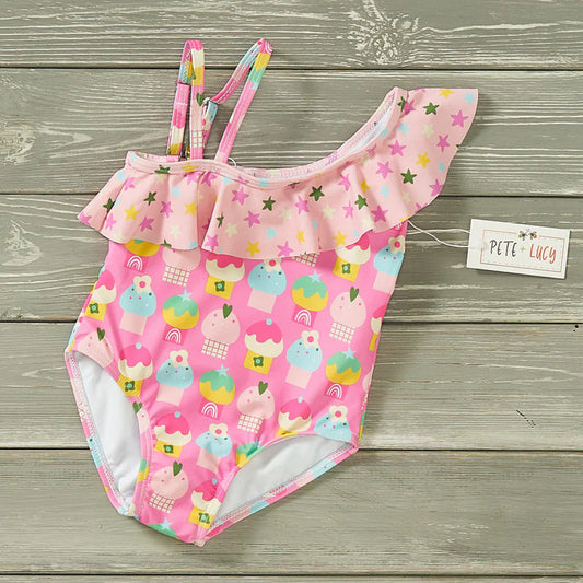 Pete + Lucy Cute as a Cupcake 1 pc girls swimsuit